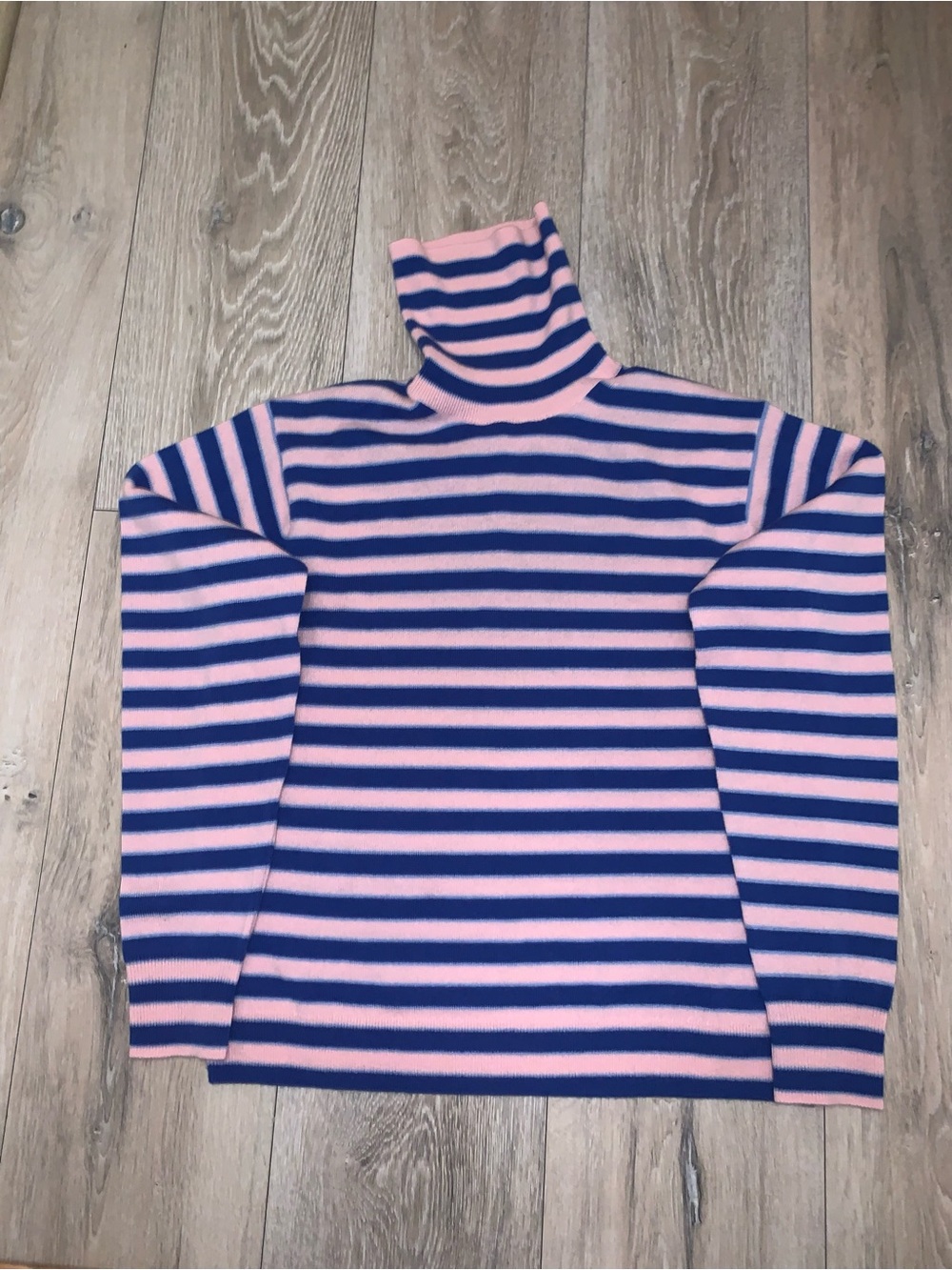 Marni x Uniqlo Striped Turtle neck Sweater 100% Cashmere Cobalt Pink Size:Medium